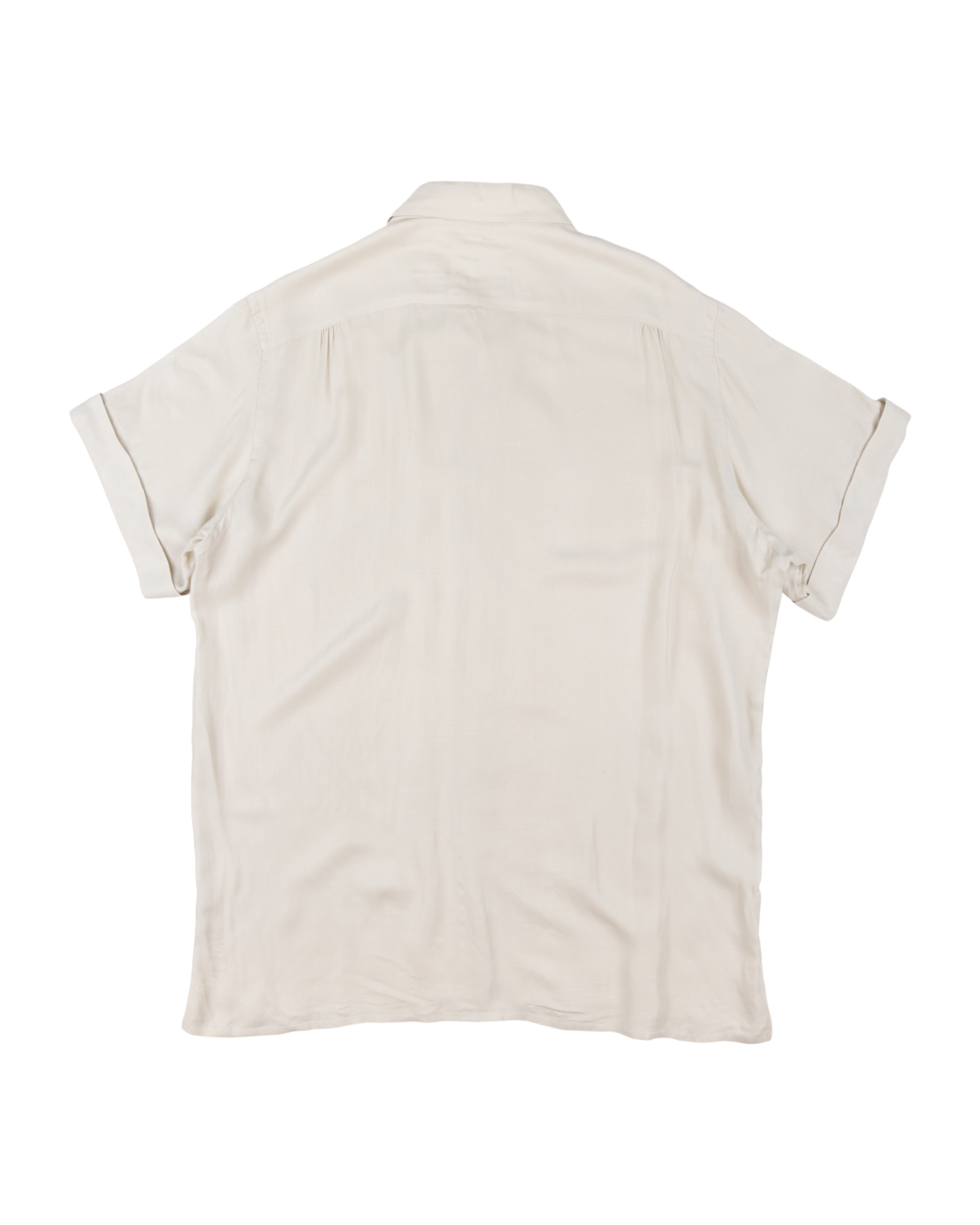 Yohji Yamamoto Cream Short-Sleeve bottom-up  Shirt