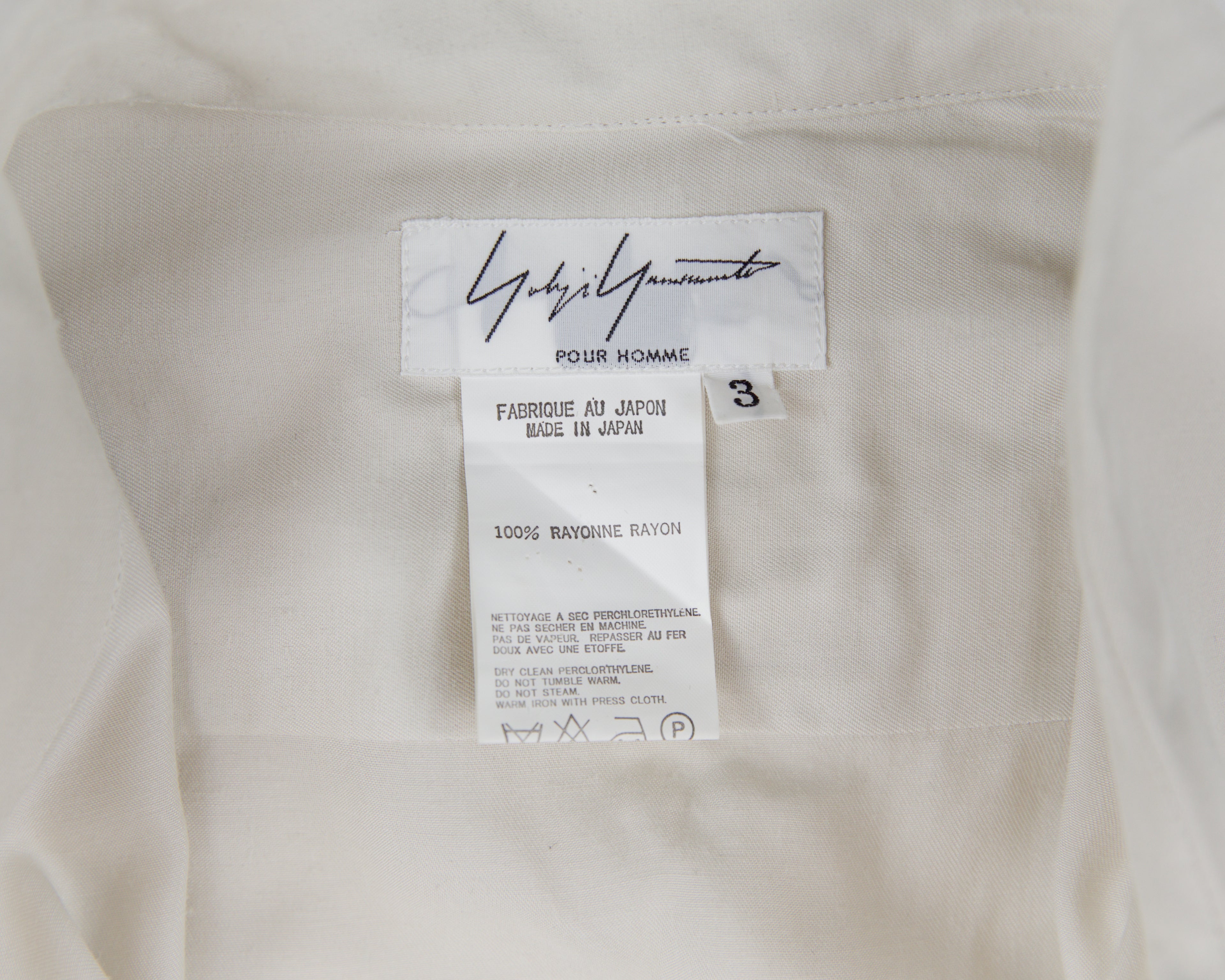 Yohji Yamamoto Cream Short-Sleeve bottom-up  Shirt