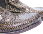 Roberto Cavalli brown python leather chelsea boots