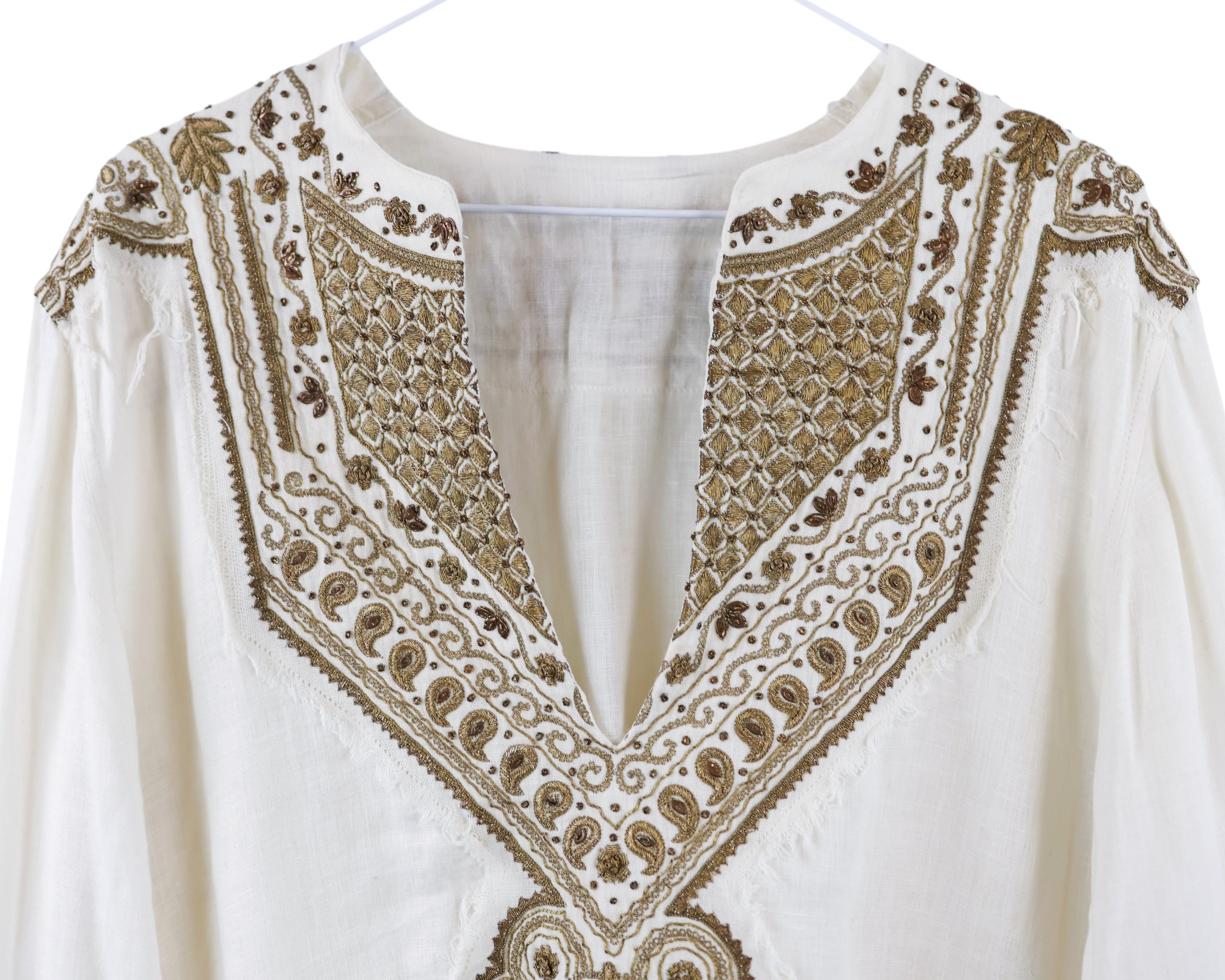 Roberto Cavalli linen blouse with metallic embroidery