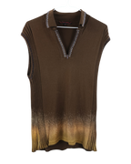 Vintage Roberto Cavalli Brown Ombre Knit Polo Top
