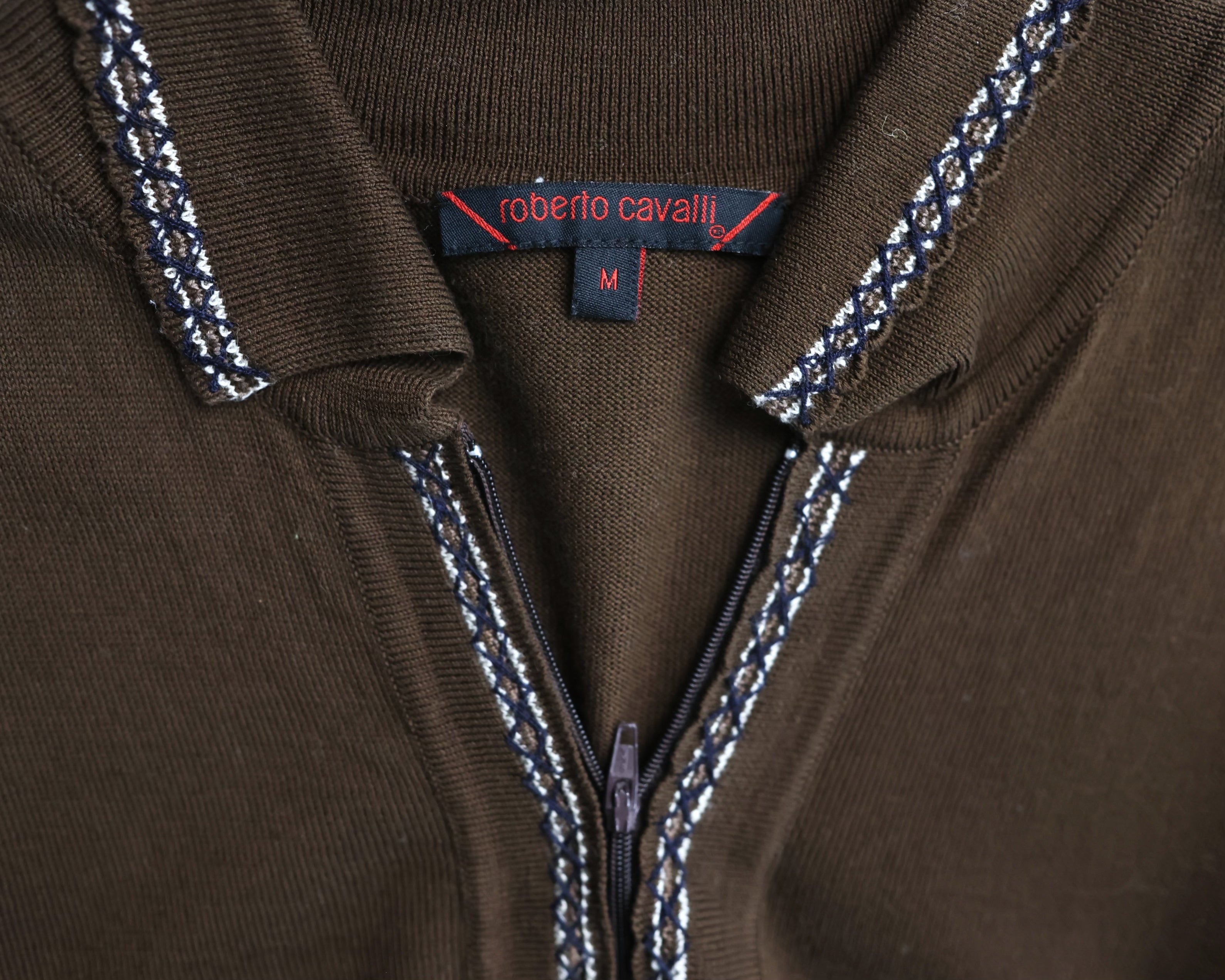 Vintage Roberto Cavalli Brown Ombre Knit Polo Top