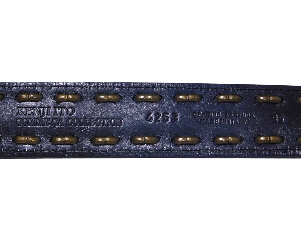 Kenji Ito Comme ca collection black leather crocodile texture belt