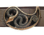 Roberto Cavalli brown leather belt with a snake buckle
