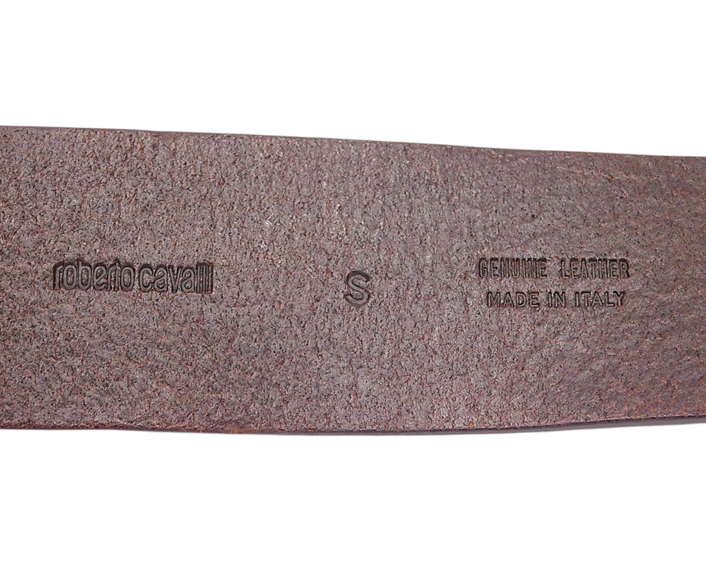 Roberto Cavalli brown leather belt with a snake buckle