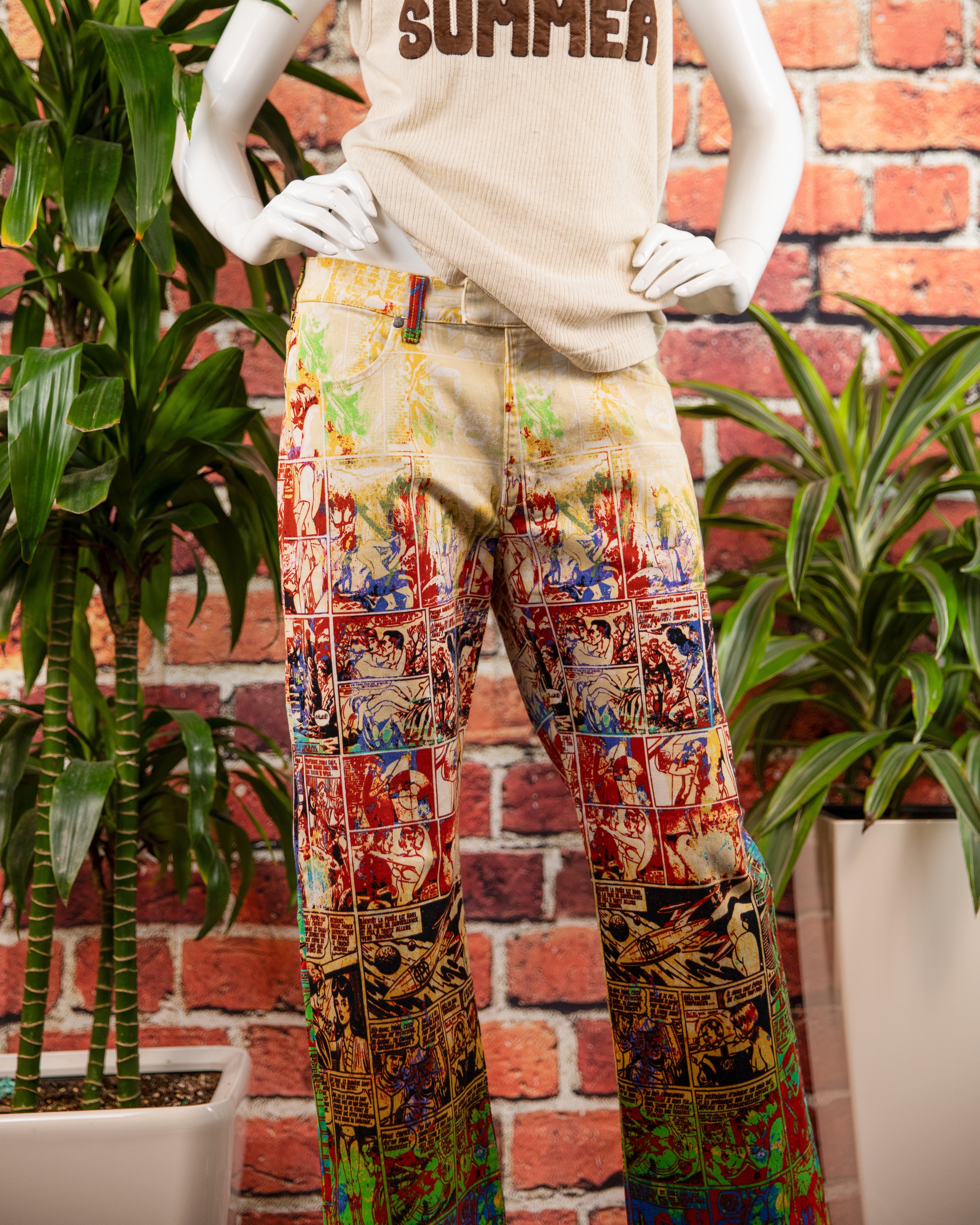 パンツ 90s Jean Paul Gaultier Comic Print Pants Jean Paul Gautier 90s Graphic cartoon comics print safe sex