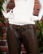 Roberto Cavalli brown leather belt with a snake buckle