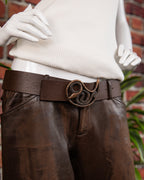 Roberto Cavalli brown leather belt with a snake buckle