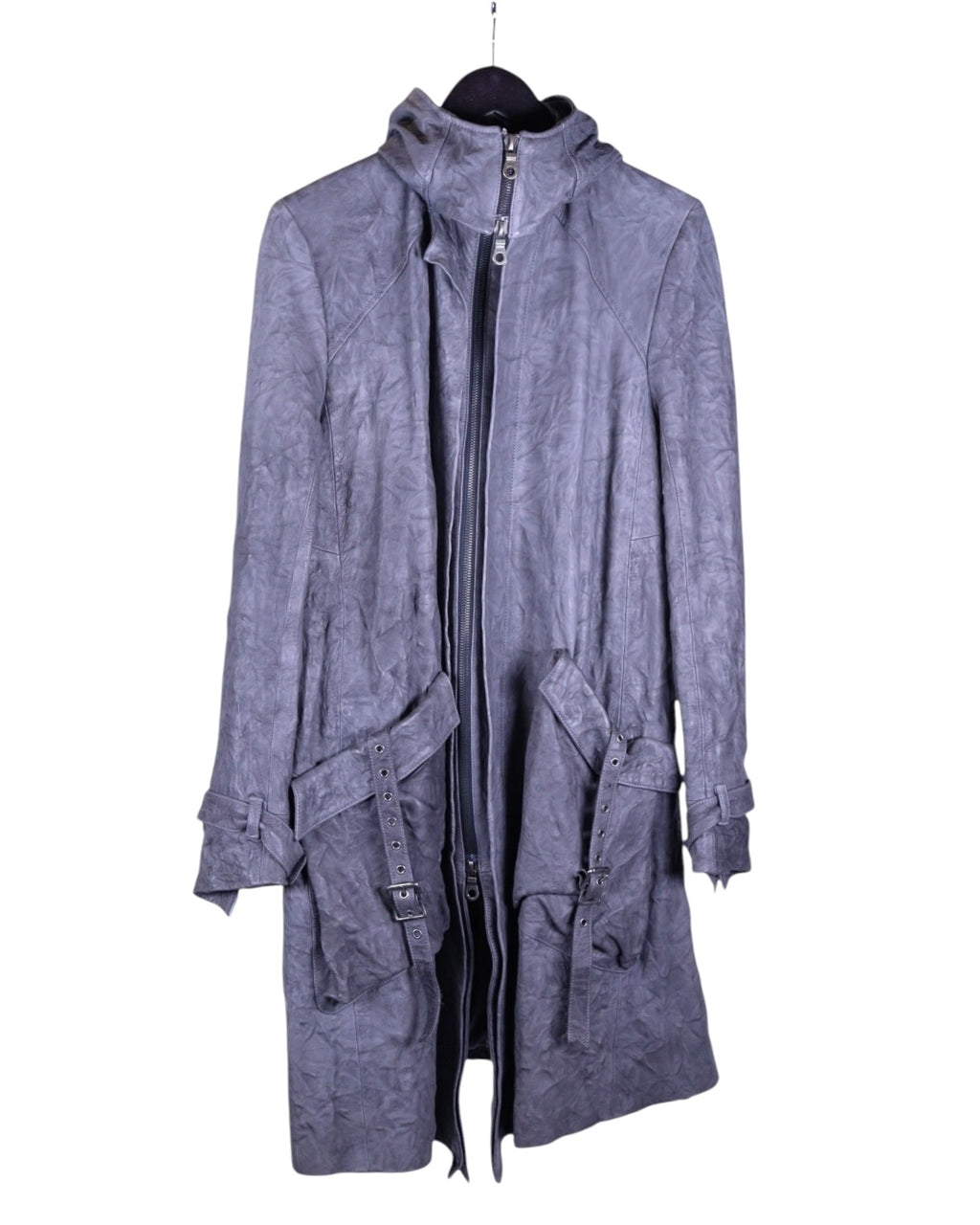 Michel Berandi long leather coat