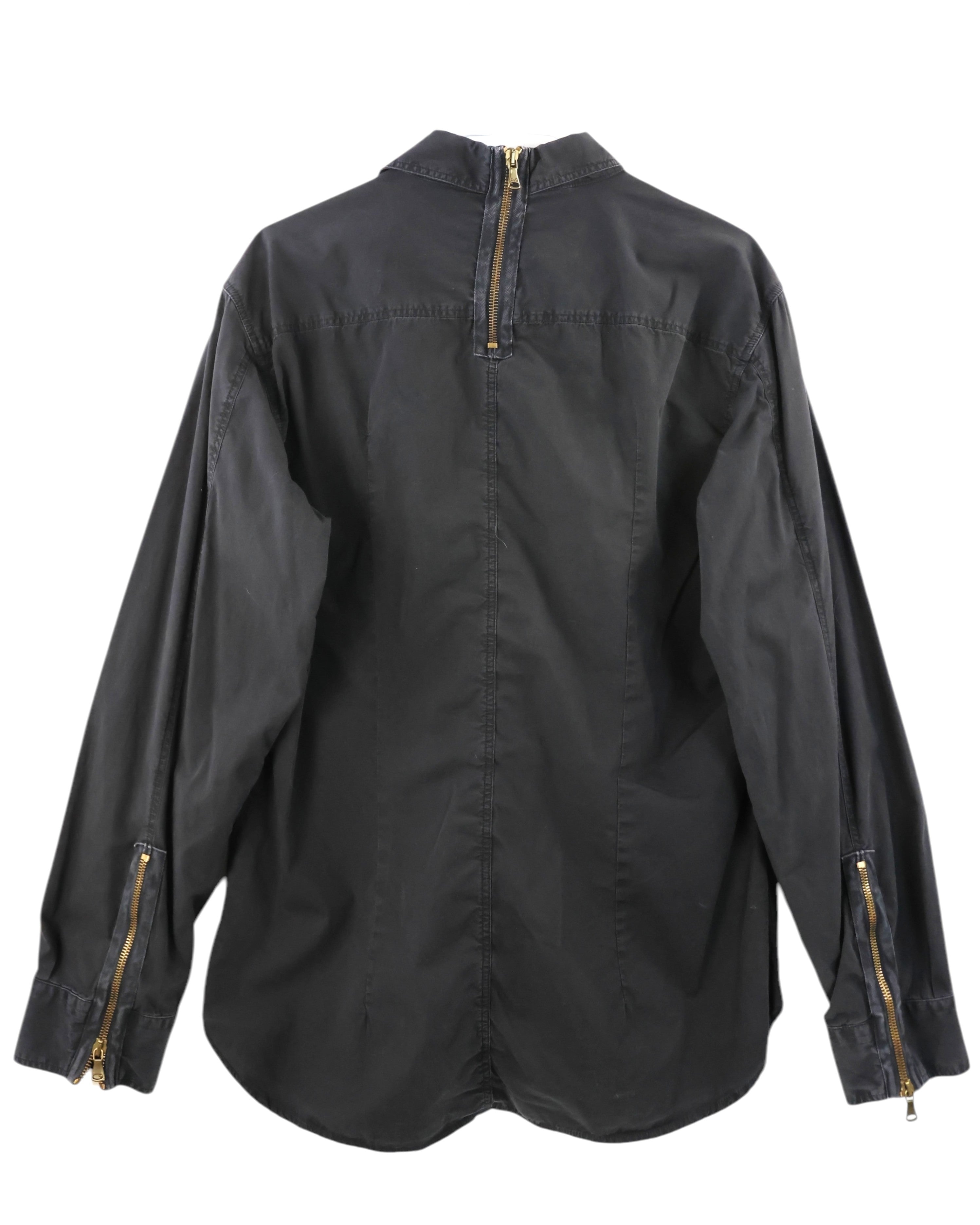 Dolce Gabbana black dress shirt with gold-tone zipper 2003/5