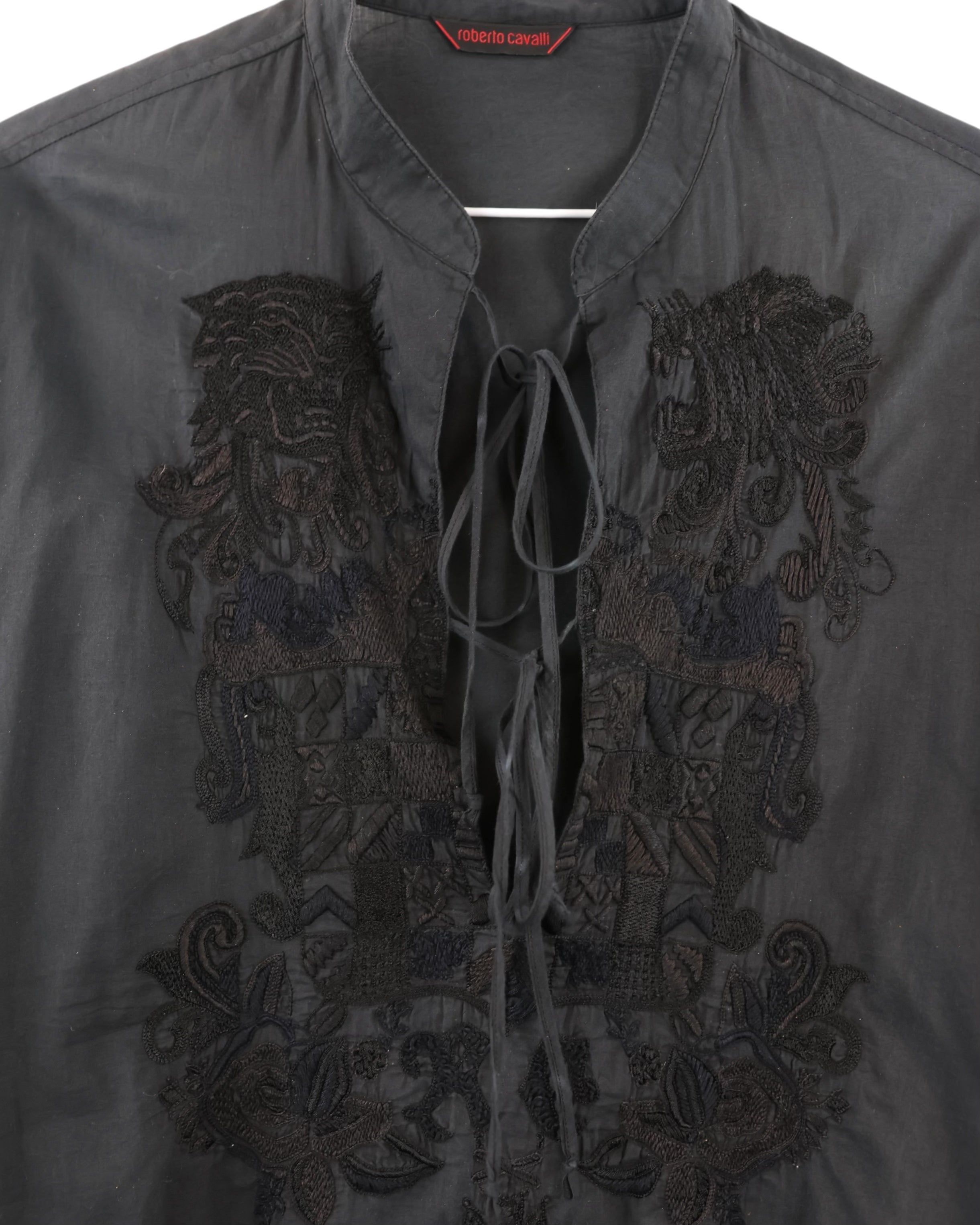 Roberto Cavalli Black Embroidered Blouse