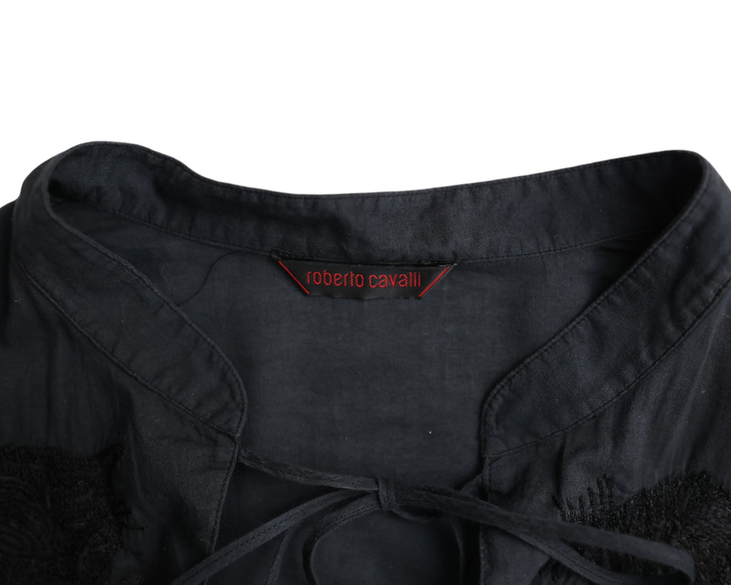 Roberto Cavalli Black Embroidered Blouse