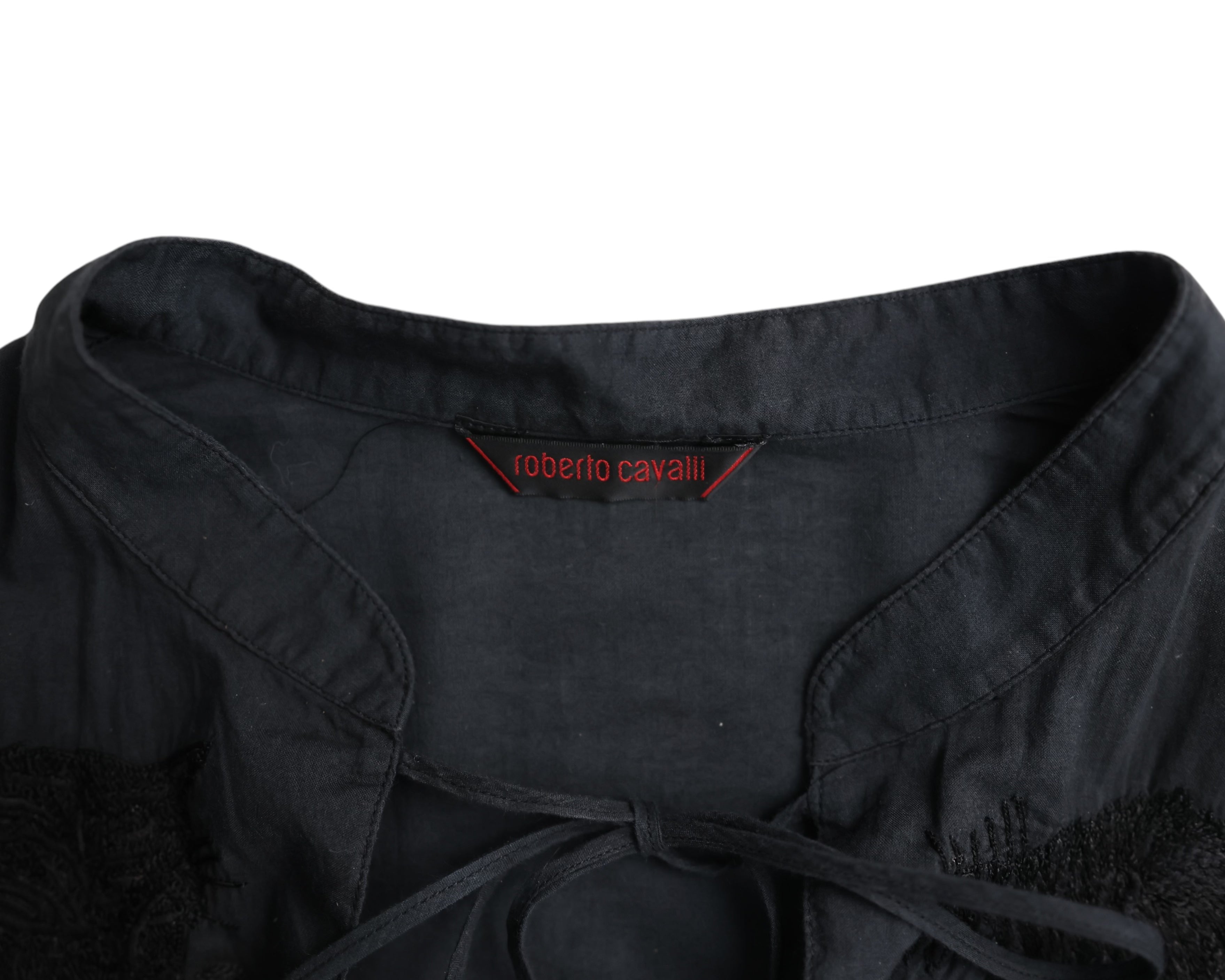Roberto Cavalli Black Embroidered Blouse