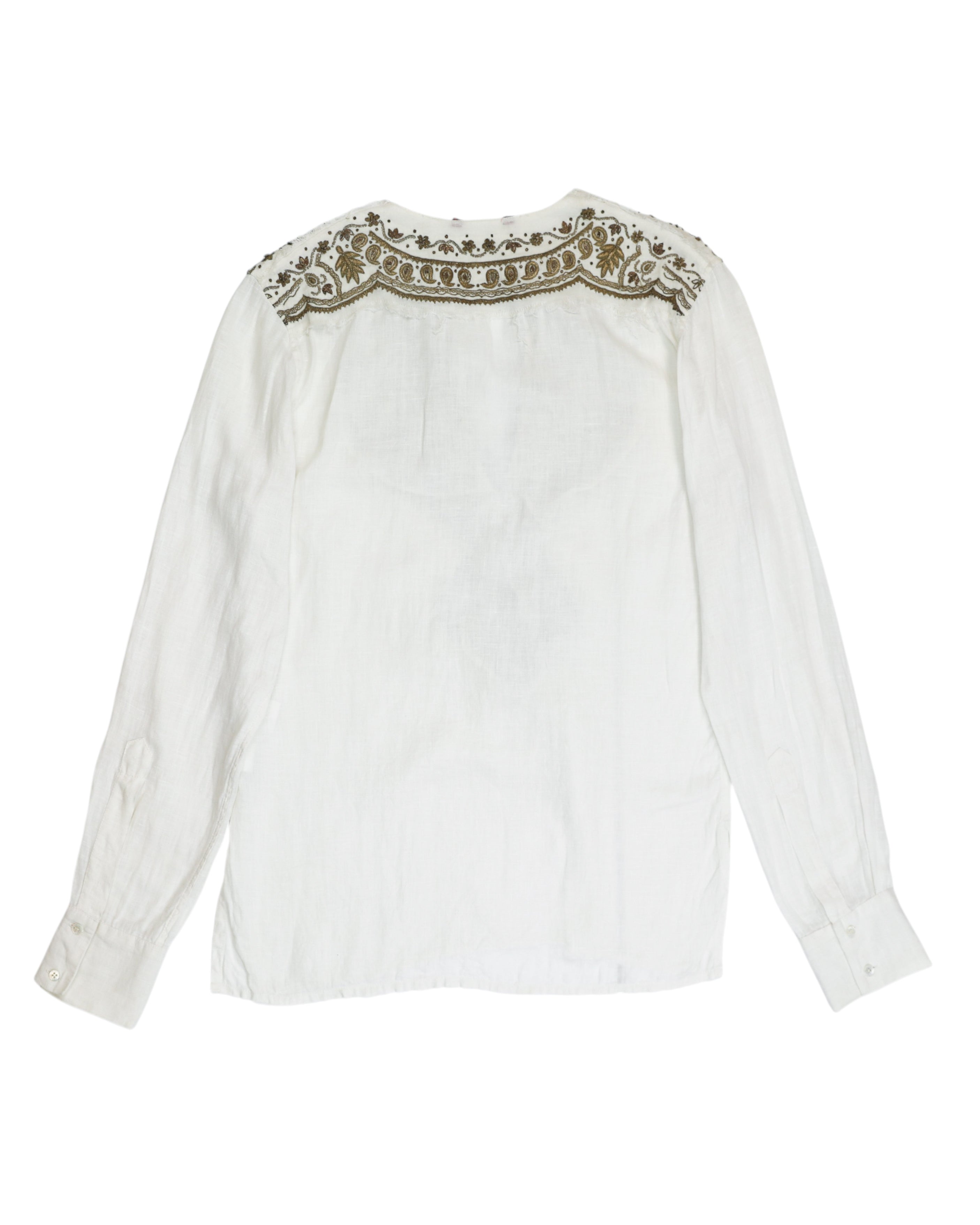 Roberto Cavalli linen blouse with metallic embroidery